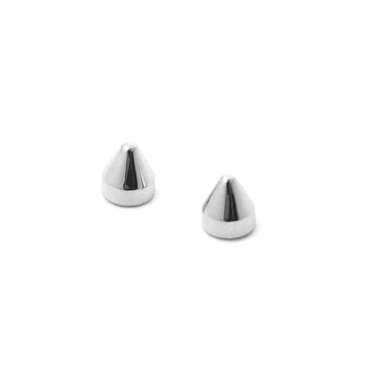 astrid pointed stud earrings in silver with white background