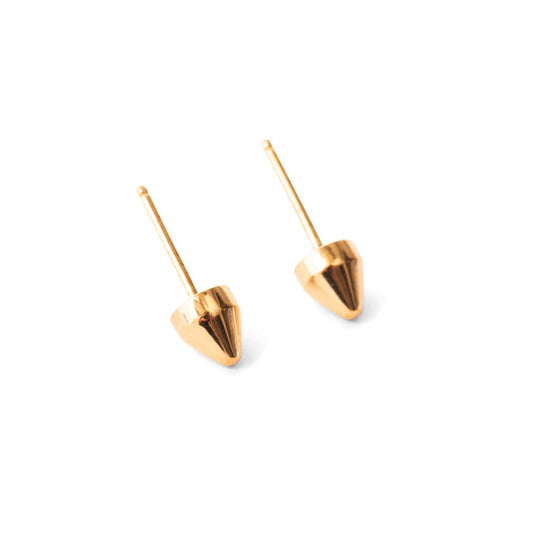 astrid pointed stud earrings in gold with white background