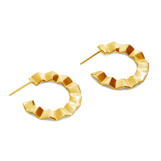 Facet Side Hoops | Modern Geometric Earrings
