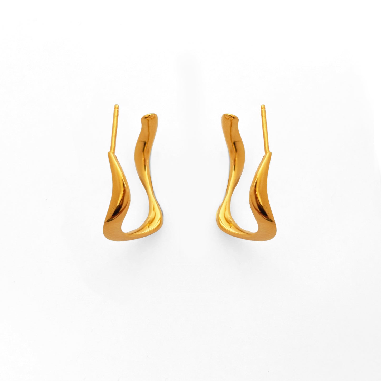 Gold Vermeil Hoop Curve Earrings