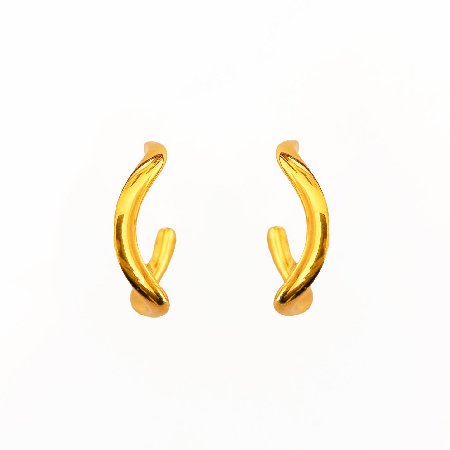 Gold Vermeil Hoop Curve Earrings Front View