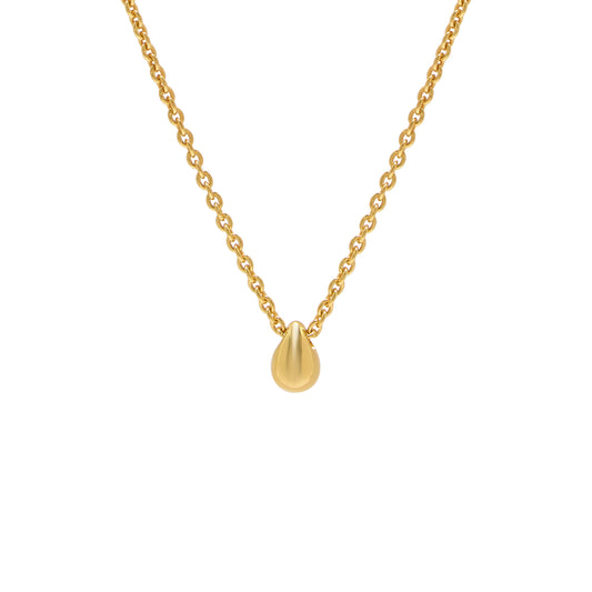 Gold Water Drop Droplet Necklace on white background