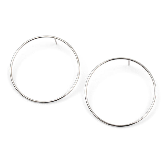 large round circle earrings in silver