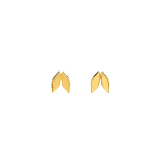 Mini Mopani Leaf Geometric Stud Earrings in gold