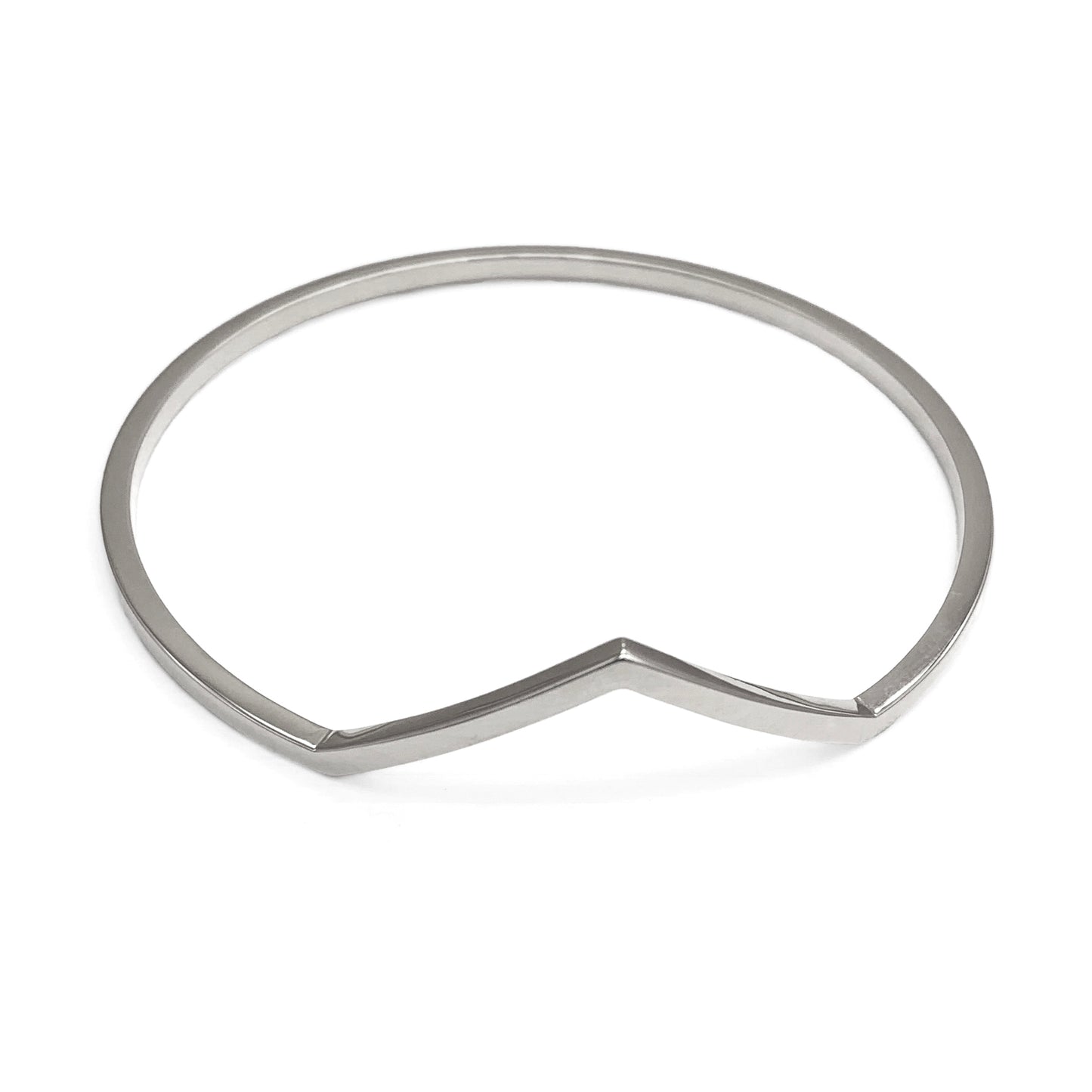 Peak V shaped bangle bracelet silver