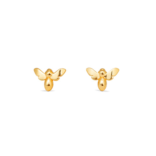 Bee Stud Earrings in gold, on white background