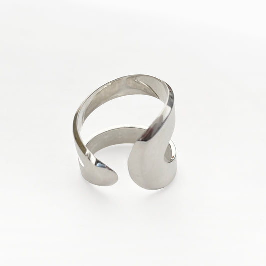 Silver ring on a white background