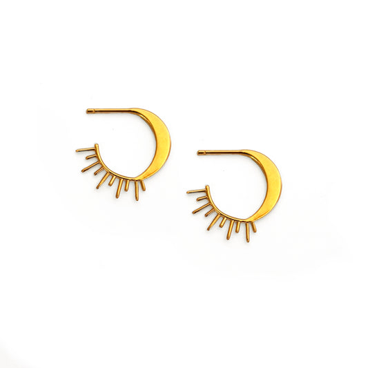 Sun Moon Bohemian Hoop Earrings in Gold