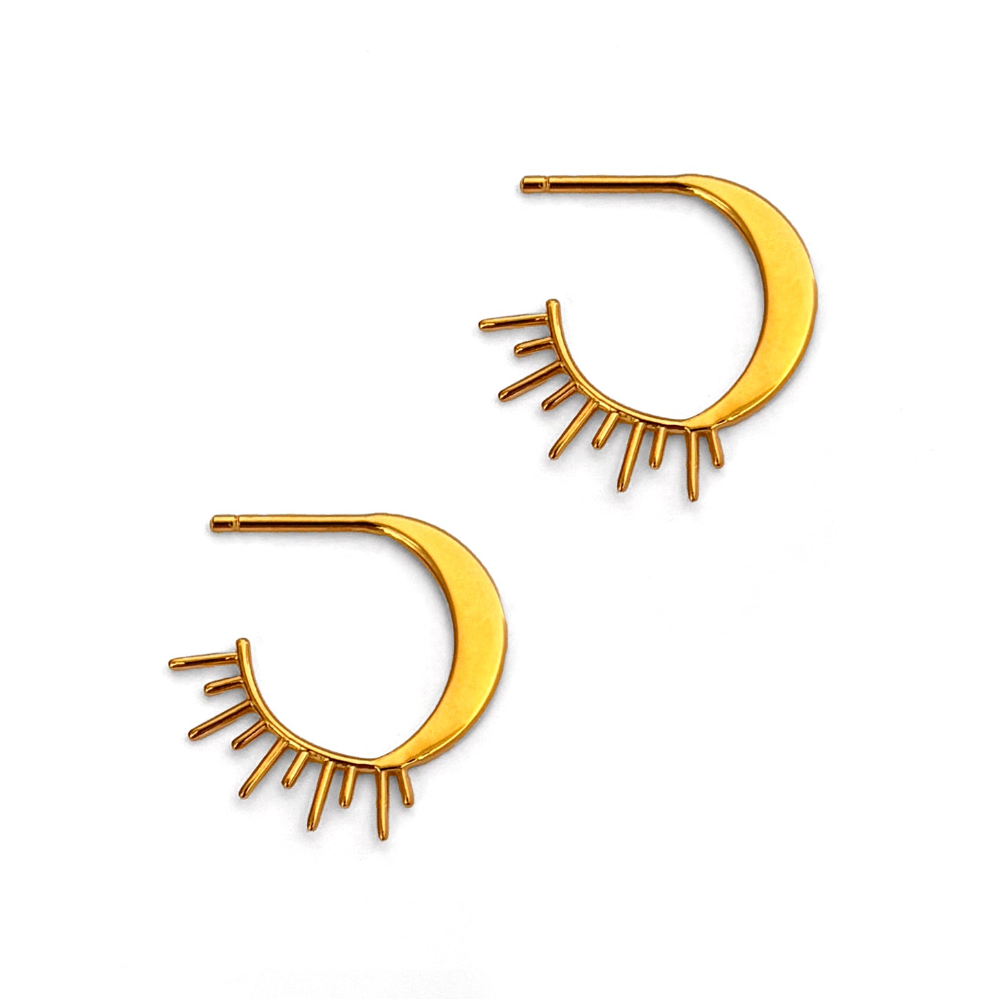 Sun Moon Bohemian Hoop Earrings in Gold