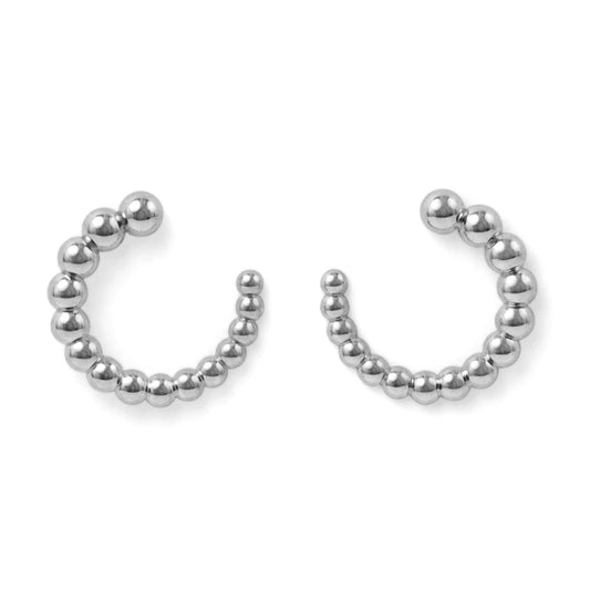 Sterling Silver Dot Circle Earring on white background