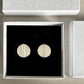 Aegis Modern Silver Coin Earrings in jewelry box