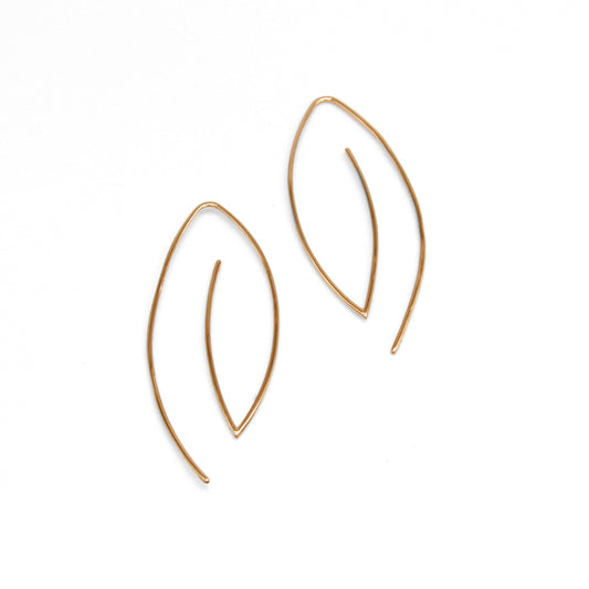 product photo of modern minimal leaf earrings with no backing on white background
