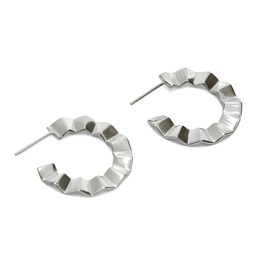 Facet Side Hoops | Modern Geometric Earrings