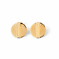 gold circle coin shield earring with slight folded rise line down the center