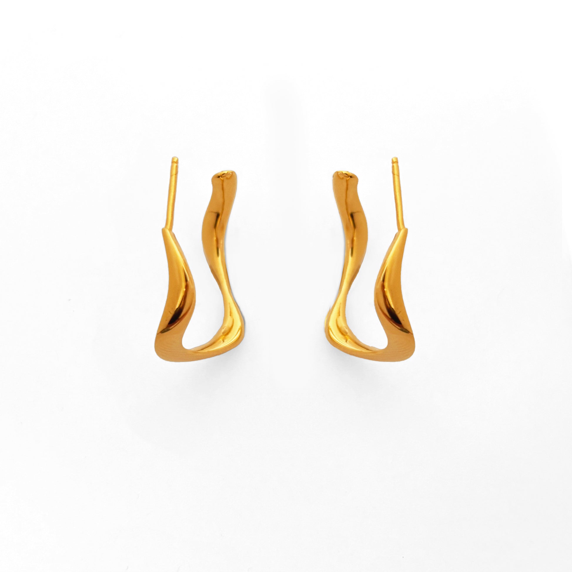 Gold Vermeil Hoop Curve Earrings