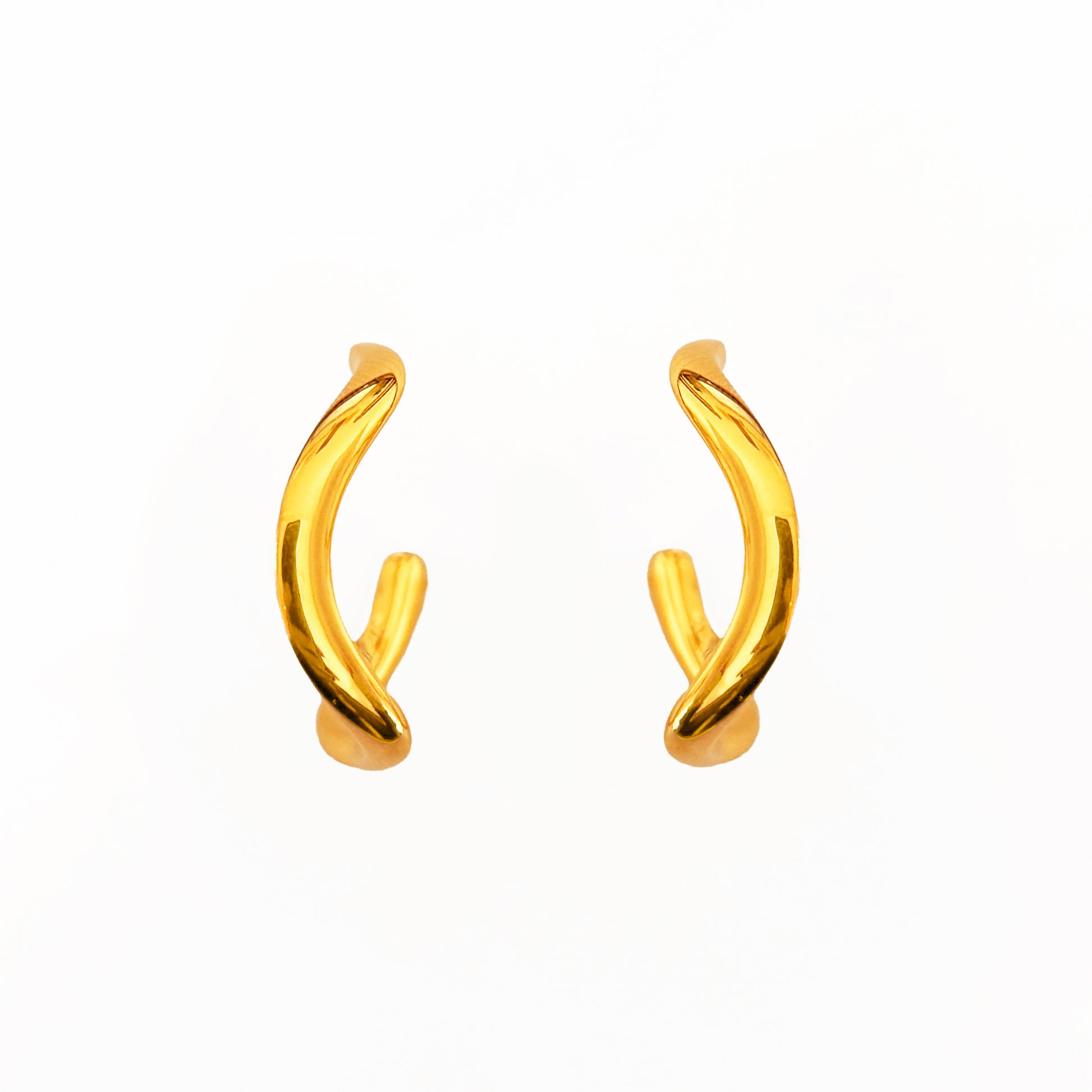 Gold Vermeil Hoop Curve Earrings Front View