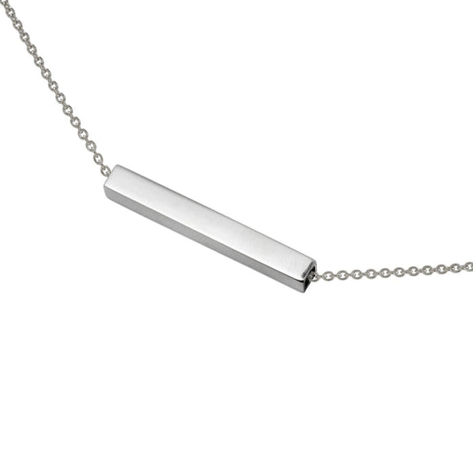 Silver bar necklace on a white background