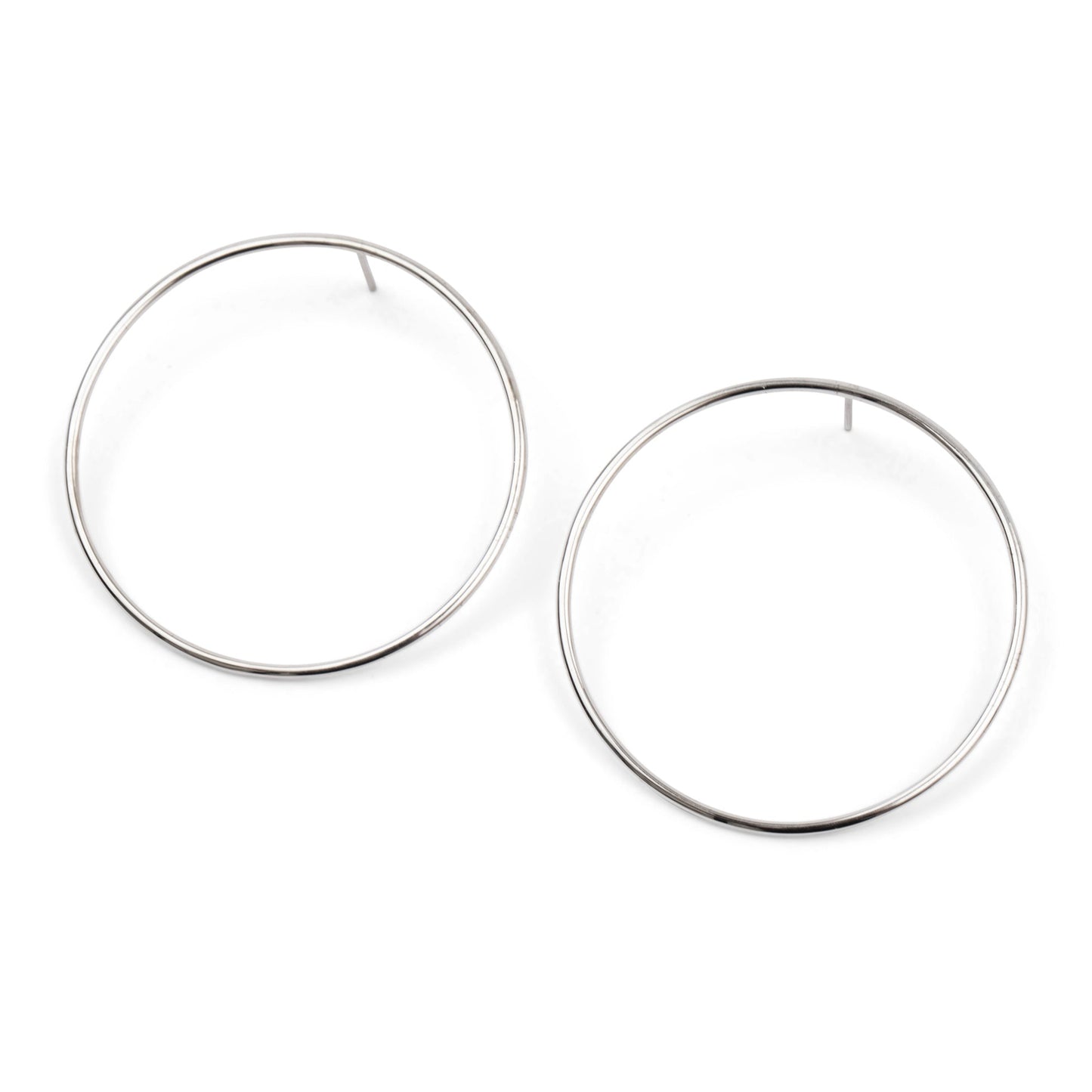 large round circle earrings in silver