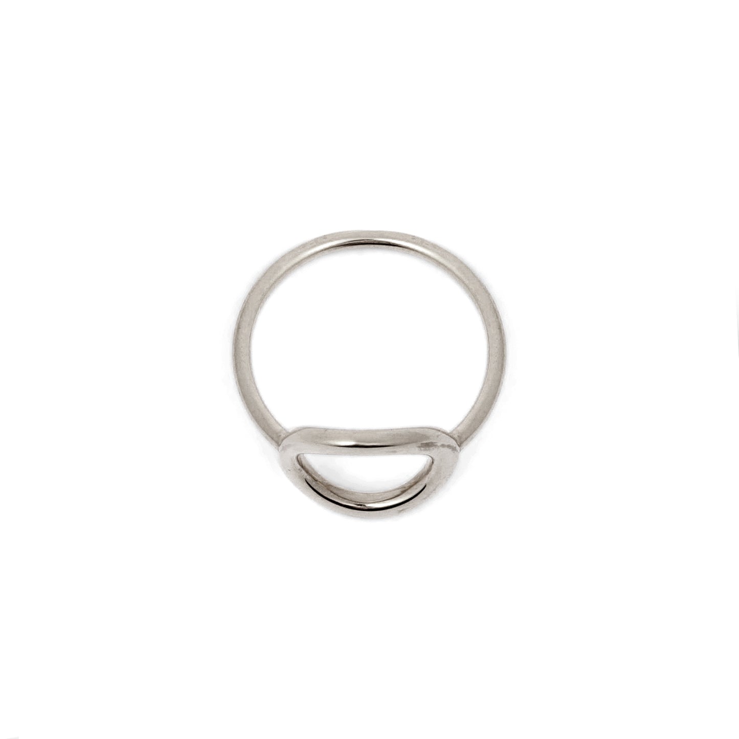 Silver ring with a unique design on a white background