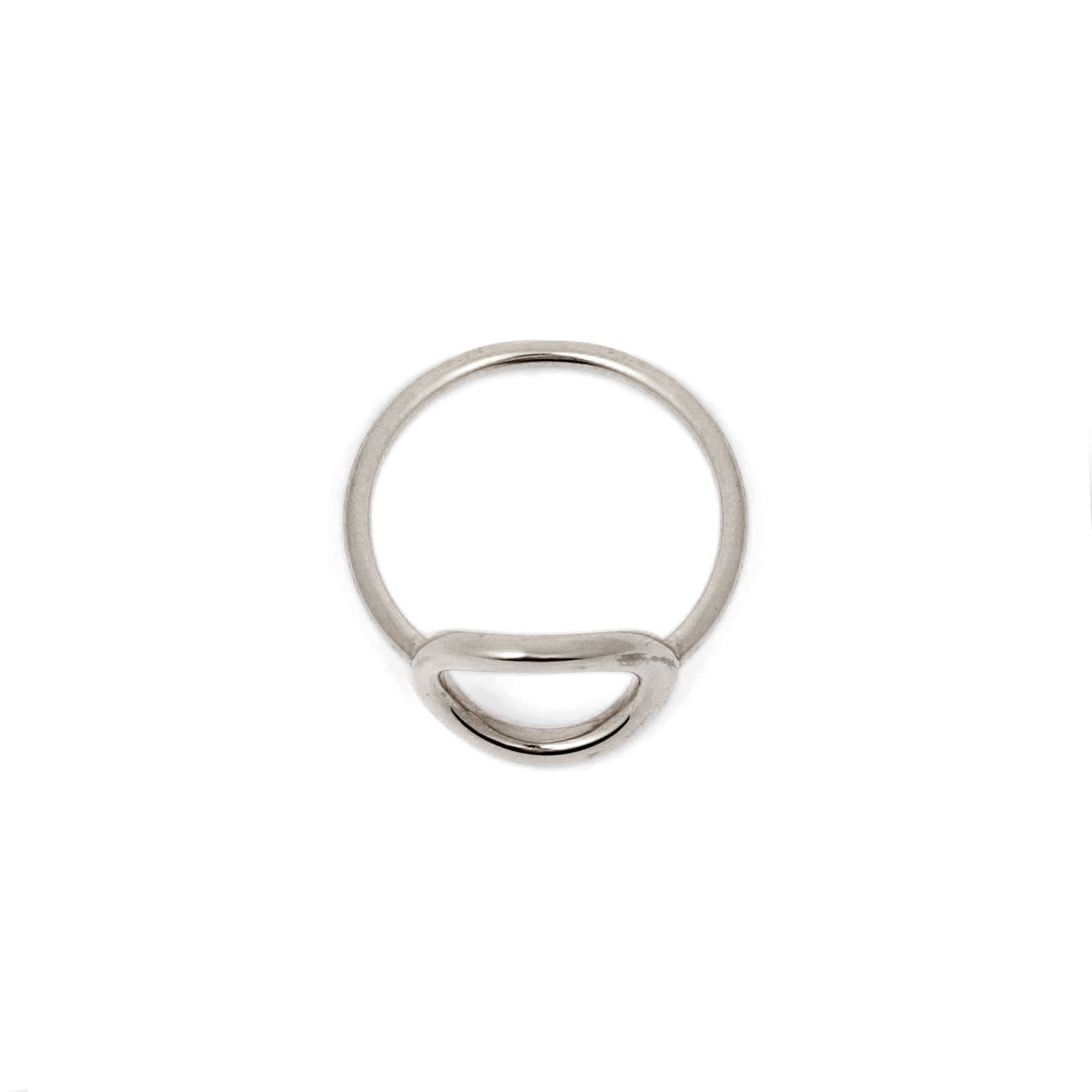 Silver ring with a unique design on a white background