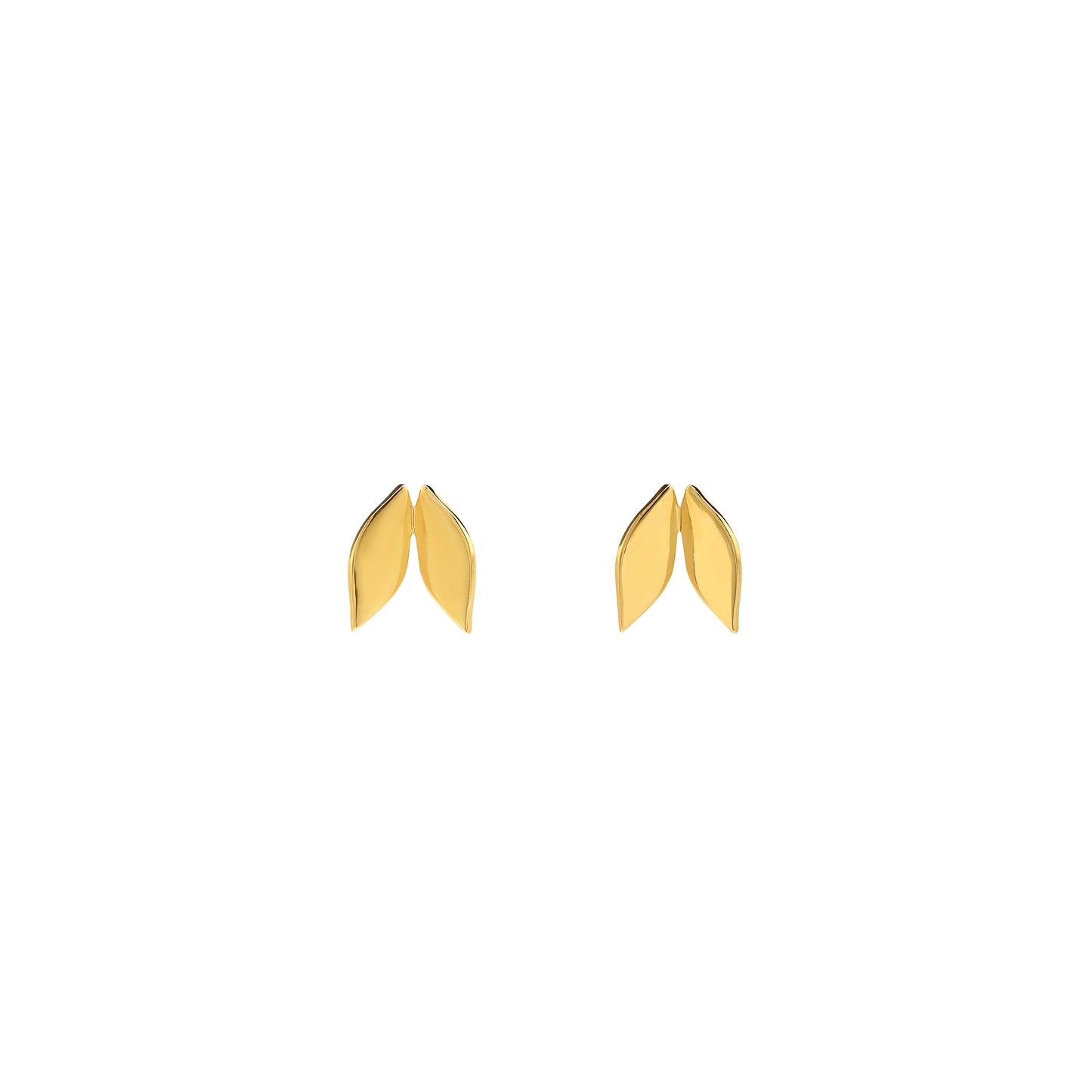 Mini Mopani Leaf Geometric Stud Earrings in gold