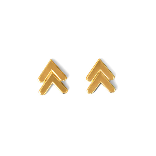 Modern Gold Chevron Point Triangle Earrings