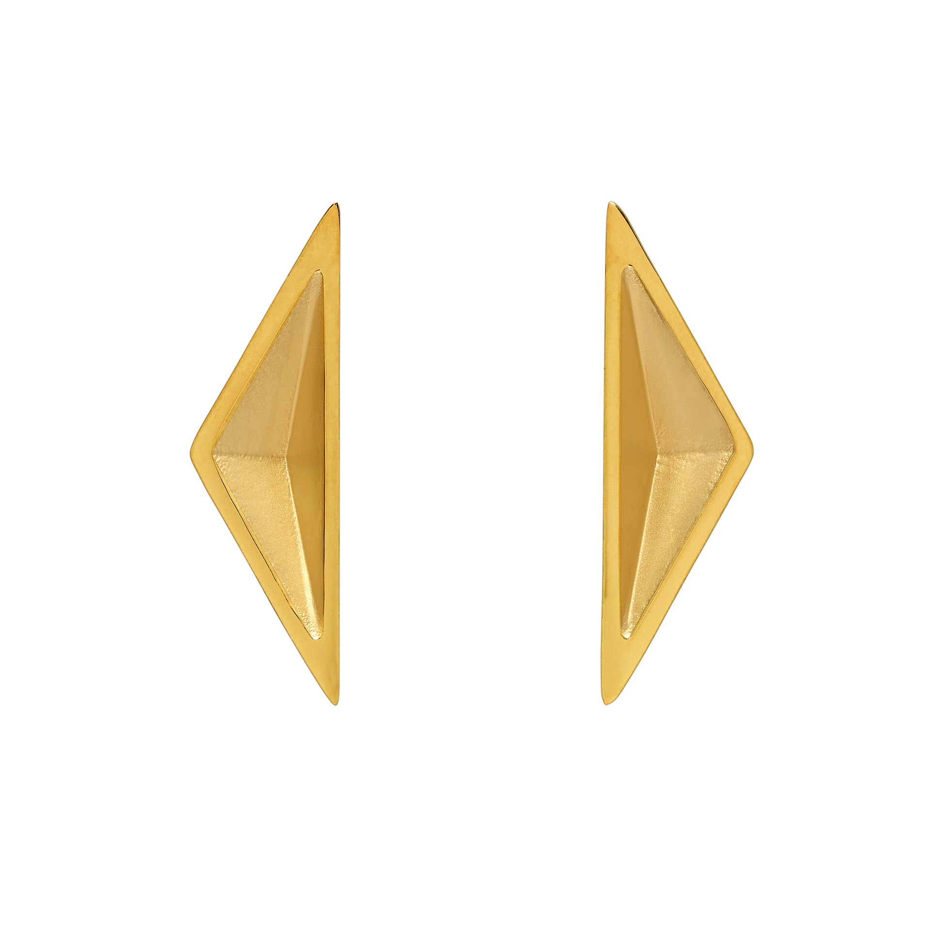 Modern Triangle 3D Empress Earrings in Gold