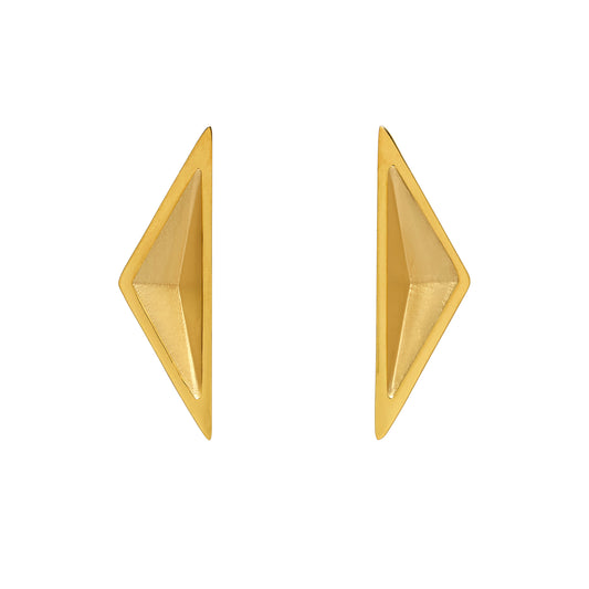 Modern Triangle 3D Empress Earrings in Gold