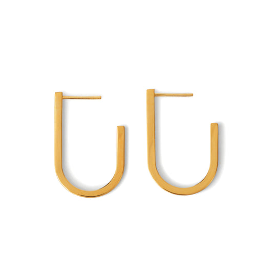 Modern Gold U-Shaped Hoop Loop Earrings