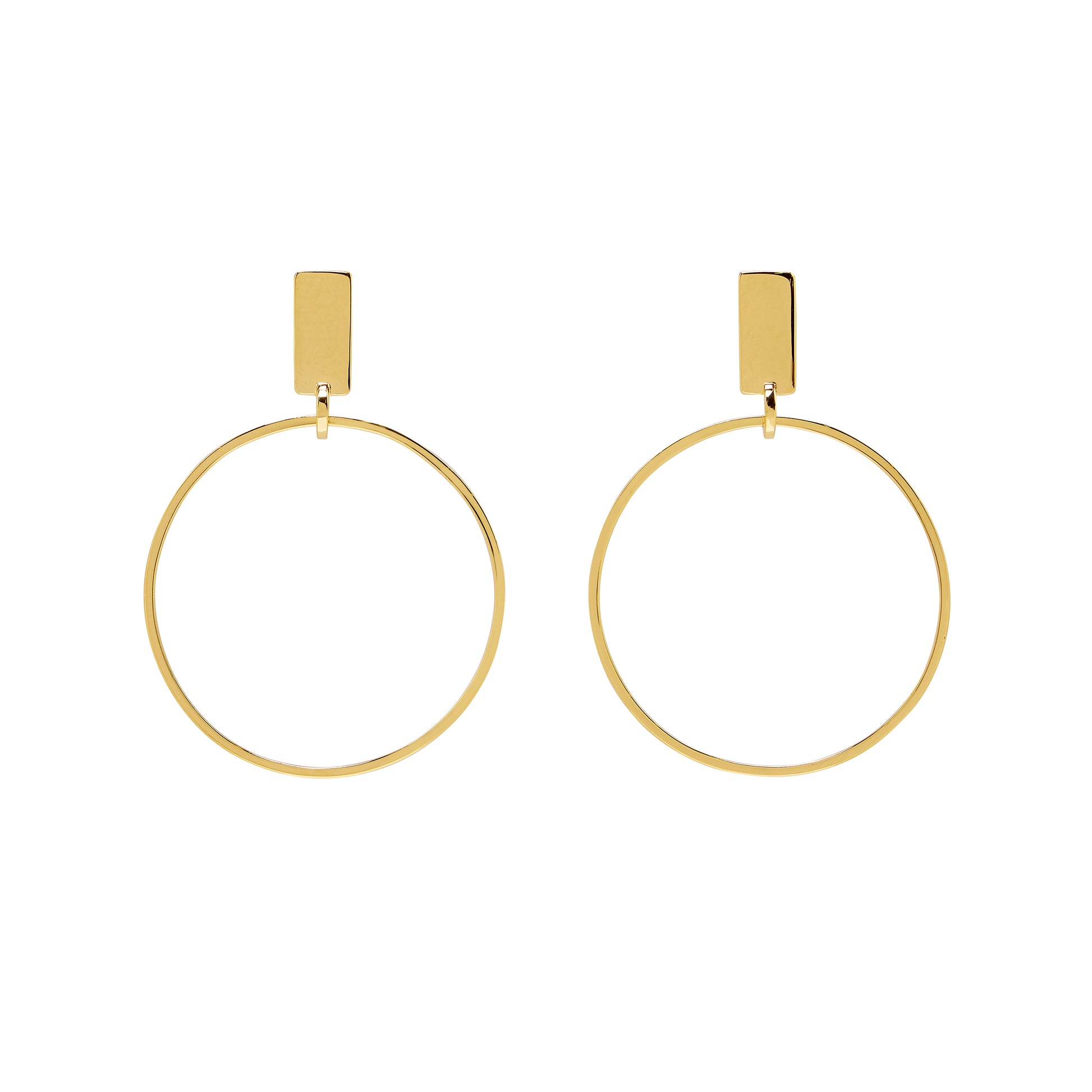 Modern Statement Gold Hoop Orbit Earrings on white background