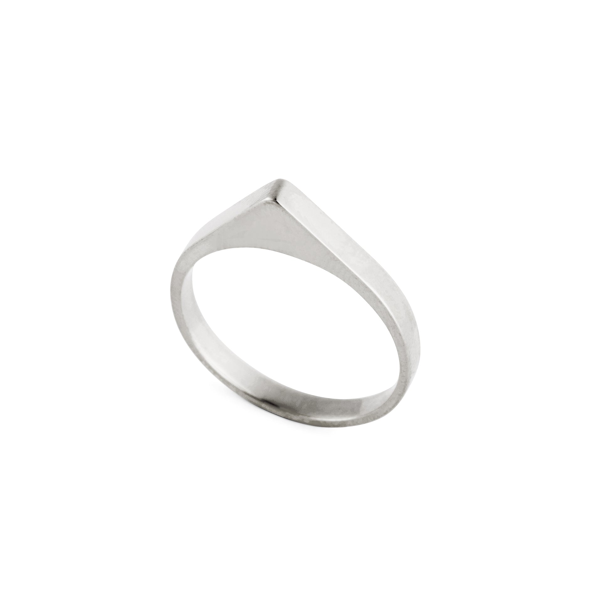 smooth Silver pointed ring on a white background