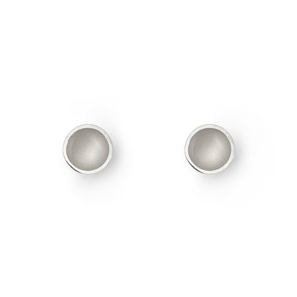 Two small orb earrings on a white background