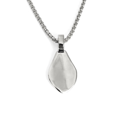 modern silver rose petal flower necklace on silver chain