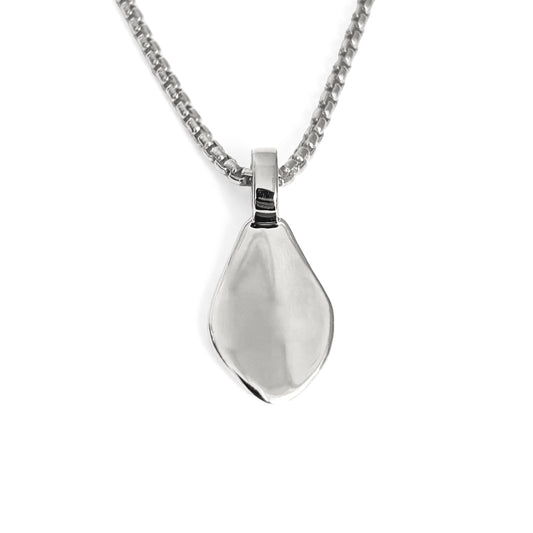 modern silver rose petal flower necklace on silver chain