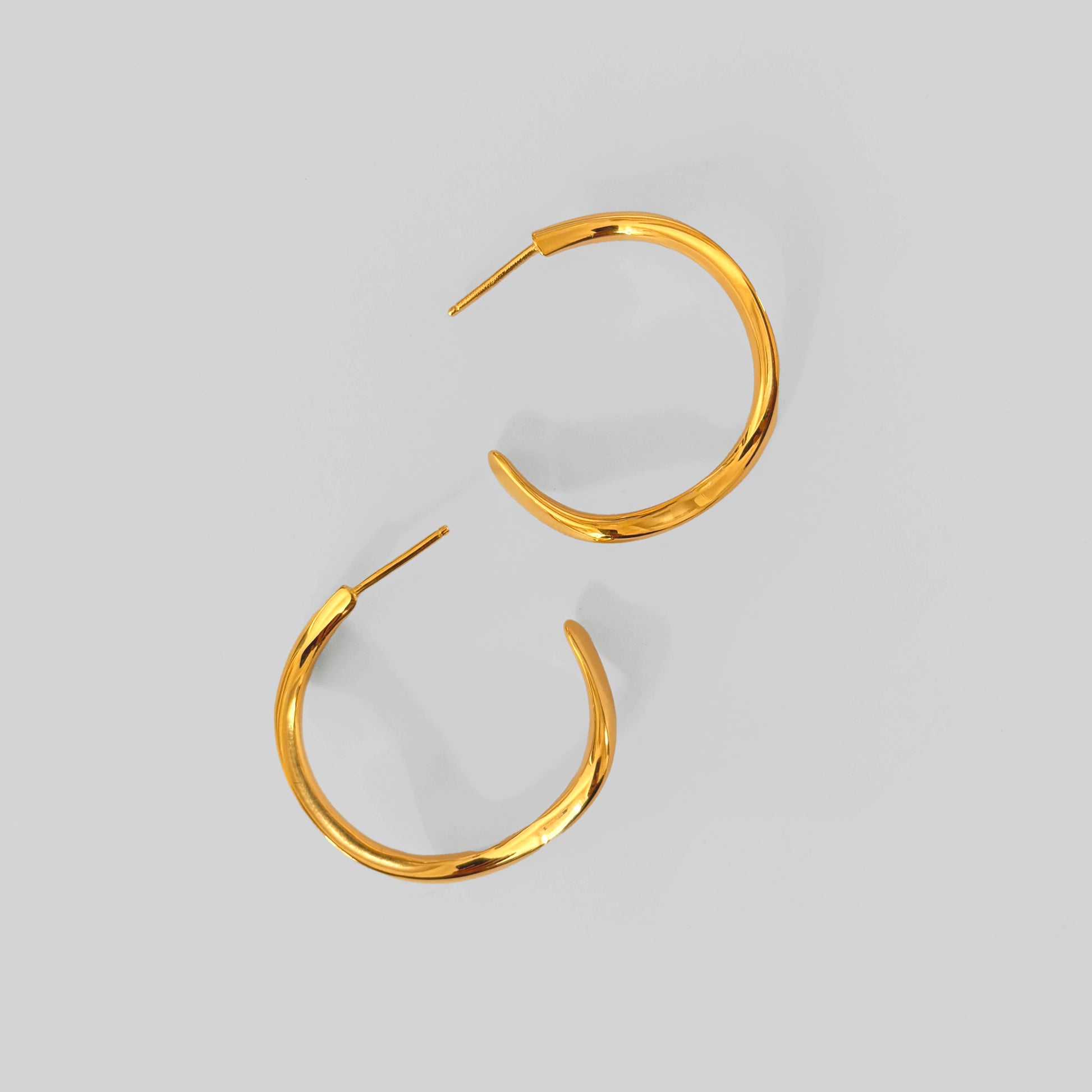 Gold Vermeil Hoop Curve Earrings top view