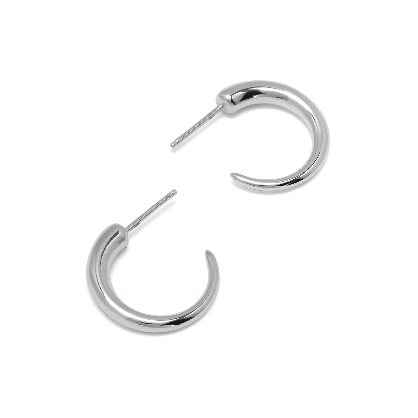 Silver hoop earrings on a white background