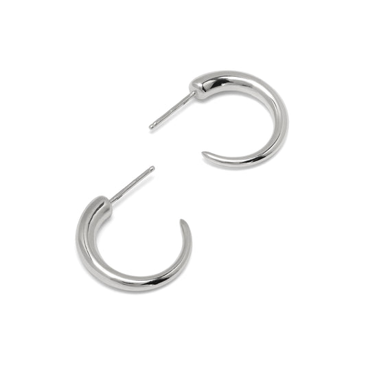 Silver hoop earrings on a white background