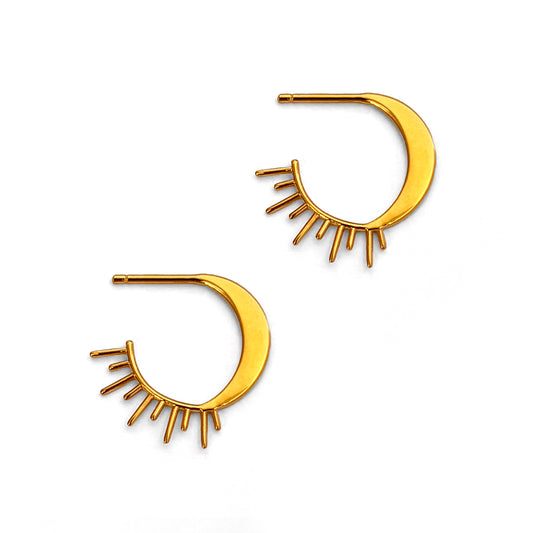 Sun Moon Bohemian Hoop Earrings in Gold