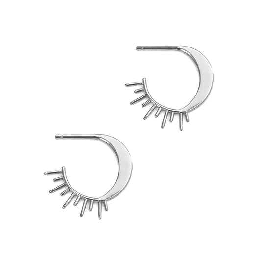 Sun Moon Bohemian Hoop Earrings in silver