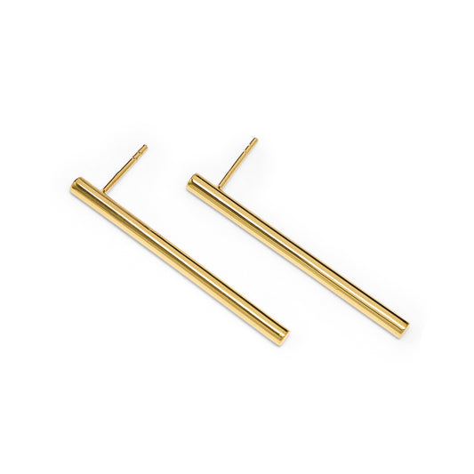 Tubular Linear Line Earrings in gold