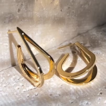 Talia Two | Curved Droplet Earrings