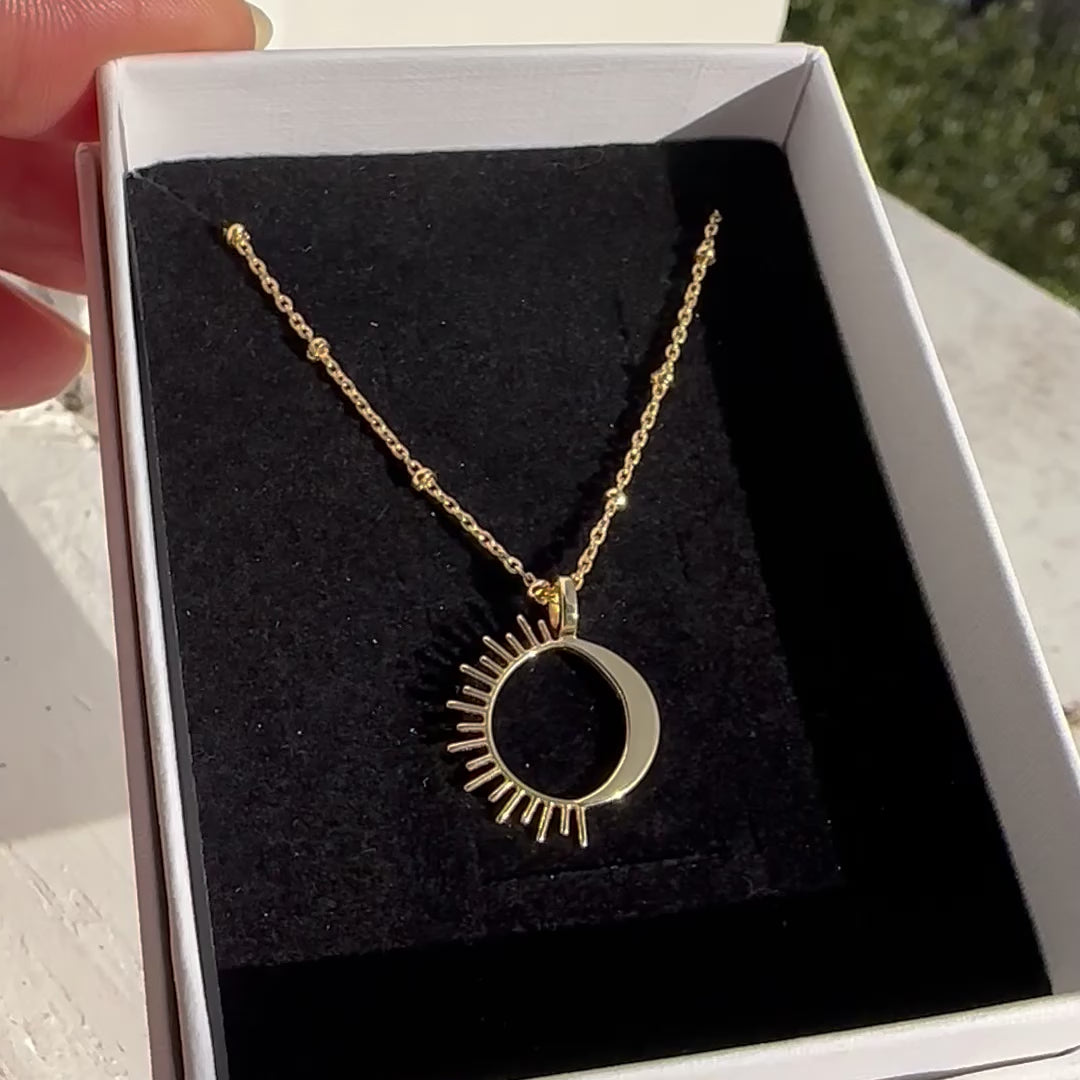 Gold Sun Moon Necklace celestial jewelry