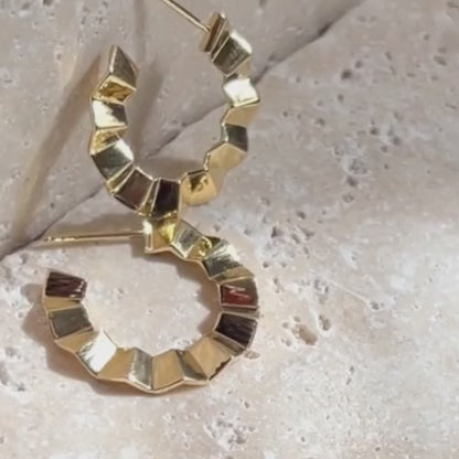 Facet Side Hoops | Modern Geometric Earrings